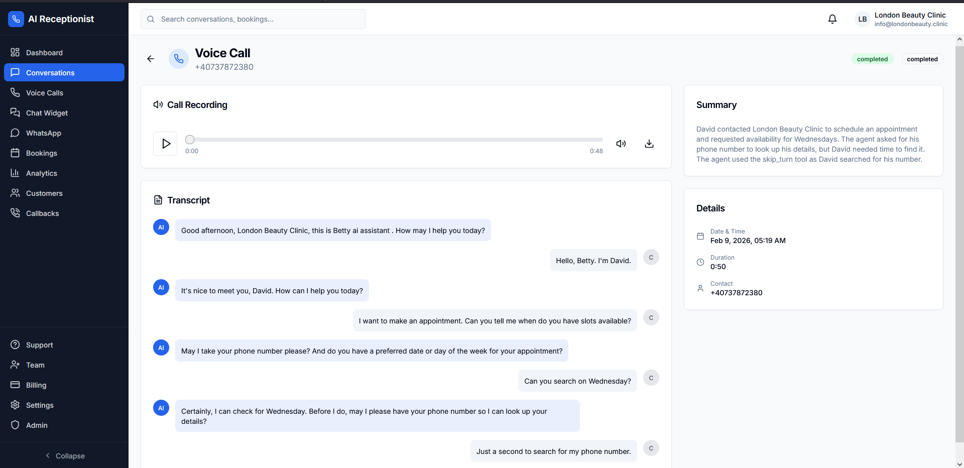 Sesli Arama Transkripti